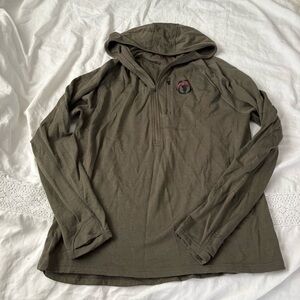 BlackOvis 2XL Venture 100% Merino wool 1/2 Zip Hoodie-Burnt Olive Green Sage